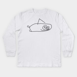 Big fish creature cartoon drawing Kids Long Sleeve T-Shirt